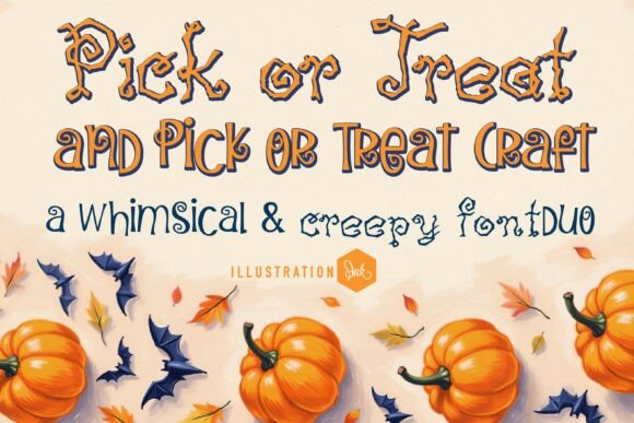 Whimsical Halloween Typography: Pick or Treat Duo